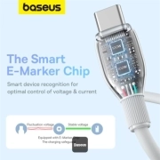 کابل شارژ سریع USB-C به USB-C بیسوس مدل Pudding P10355702221-B1 طول 1.2m - سفید 2