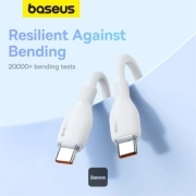 کابل شارژ سریع USB-C به USB-C بیسوس مدل Pudding P10355702221-B1 طول 1.2m - سفید 1