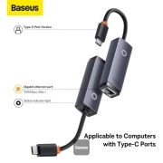 مبدل USB-C به LAN بیسوس مدل WKQX000313 - خاکستری 3