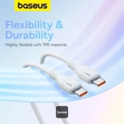 کابل شارژ سریع USB-C به USB-C بیسوس مدل Pudding P10355702221-B1 طول 1.2m - سفید