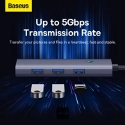 هاب USB-C چهار پورت بیسوس مدل B0005280A813-03 - خاکستری 4
