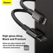 کابل شارژ سریع USB-C به لایتنینگ بیسوس مدل Tungsten Gold CATLWJ-A01 طول 2 متر - مشکی 3