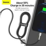کابل شارژ USB-C به لایتنینگ بیسوس مدل Cafule CATLJK-A01 طول 1m - مشکی 4