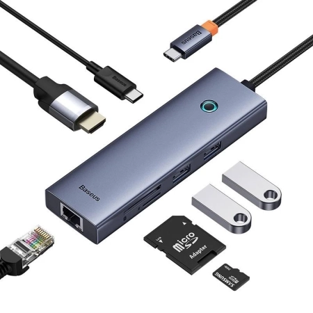 هاب USB-C هفت پورت بیسوس مدل B00052805813-00 - خاکستری
