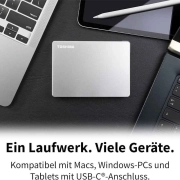 هارد اکسترنال توشیبا مدل Canvio Flex USB Type C ظرفیت 1 ترابایت -نقره‌ای