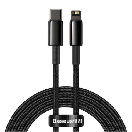 کابل شارژ سریع USB-C به لایتنینگ بیسوس مدل Tungsten Gold CATLWJ-A01 طول 2m - مشکی