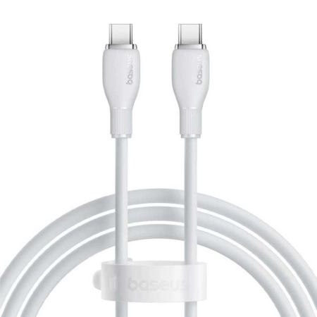 کابل شارژ سریع USB-C به USB-C بیسوس مدل Pudding Series طول 1.2m - سفید