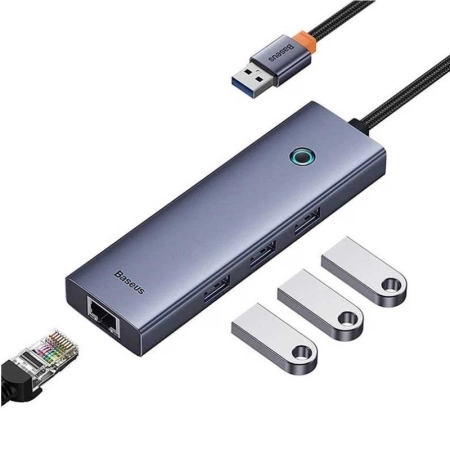 هاب USB-A چهار پورت بیسوس مدل B0005280A813-01 - خاکستری