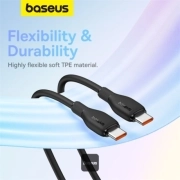 کابل شارژ سریع USB-C به USB-C بیسوس مدل Pudding P10355702111-B1 طول 1.2m - مشکی