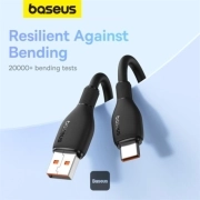 کابل شارژ سریع USB-A به USB-C بیسوس مدل Pudding P10355703111-B1 طول 1.2m - مشکی 2