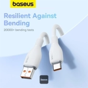 کابل شارژ سریع USB-A به USB-C بیسوس مدل Pudding P10355703221-B1 طول 1.2m - سفید