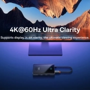 هاب USB-C شش پورت بیسوس مدل PioneerJoy - خاکستری