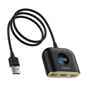هاب USB چهار پورت بیسوس مدل SQUARE ROUND – مشکی
