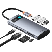 هاب USB-C هفت پورت بیسوس مدل Metal Gleam- خاکستری