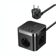 شارژر رومیزی و چند راهی برق بیسوس مدل PowerCombo BPS30-3E - مشکی