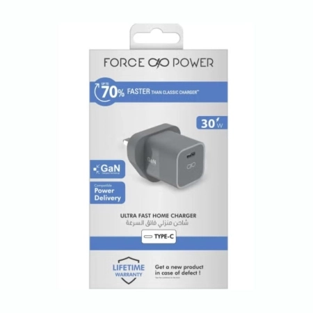 شارژر دیواری فورس مدل FPCS30WCGANGUK 30W - خاکستری