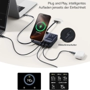 شارژر رومیزی مگنتی چندکاره بیسوس مدل Nomos Qi2 140W - مشکی 5