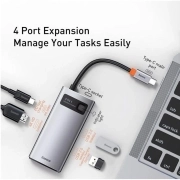 هاب USB چهار پورت بیسوس مدل Metal Gleam CAHUB-CY0G – خاکستری