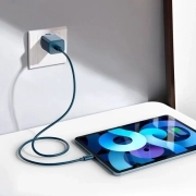 شارژر دیواری بیسوس مدل Super Si TZCCSUP-B03 به همراه کابل شارژ لایتنینگ - آبی تیره 3