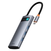 هاب USB-C هفت پورت بیسوس مدل Metal Gleam- خاکستری