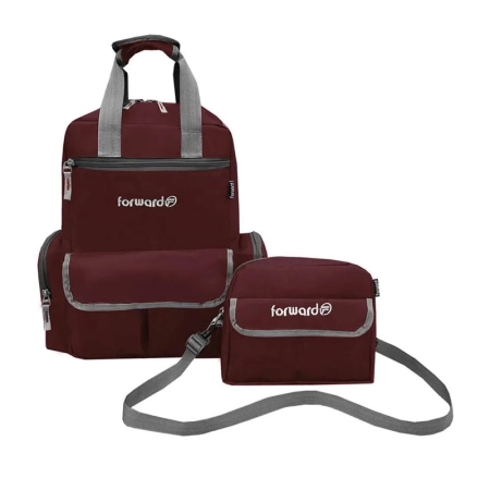 کوله پشتی سیسمونی فوروارد مدل FCLT3345 به همراه کیف رودوشی - قرمز تیره
