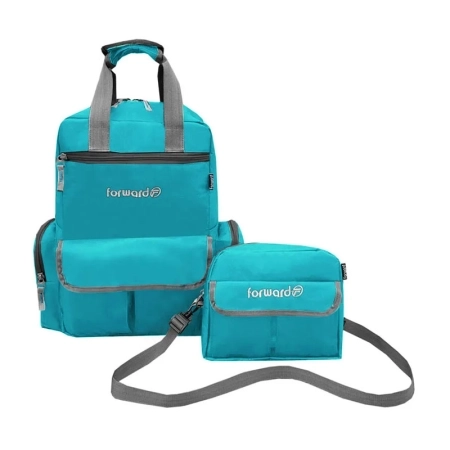 کوله پشتی سیسمونی فوروارد مدل FCLT3345 به همراه کیف رودوشی - فیروزه‌ای