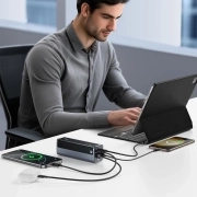 پاوربانک بیسوس مدل EnerGeek GP12 ظرفیت 20800mAh و توان 145W - خاکستری فضایی 1