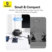 شارژر رومیزی و چند راهی برق بیسوس مدل PowerCombo BPS30-3E - مشکی