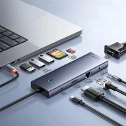 هاب USB-C ده پورت بیسوس مدل UltraJoy- خاکستری
