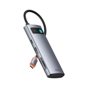 هاب USB-C هفت پورت بیسوس مدل Metal Gleam- خاکستری