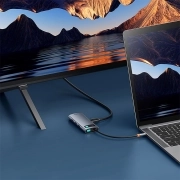هاب USB-C هفت پورت بیسوس مدل Metal Gleam- خاکستری