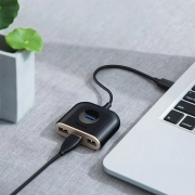 هاب USB چهار پورت بیسوس مدل SQUARE ROUND – مشکی