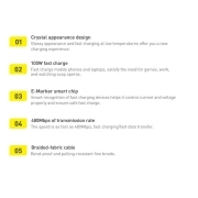 کابل شارژ سریع USB-C به USB-C بیسوس مدل Crystal Shine 100W طول 1.2m – آبی