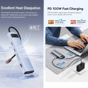 هاب USB-C یازده پورت بیسوس مدل Metal Gleam Series BS-OH147 - خاکستری فضایی