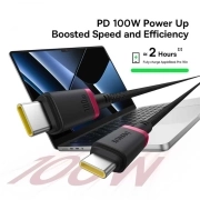 کابل شارژ سریع USB-C به USB-C بیسوس مدل p10377803u01-01 100W طول 1m – قرمز/مشکی
