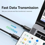 کابل شارژ سریع USB-C به USB-C بیسوس مدل cawj040001 طول 1m - مشکی