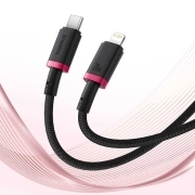 کابل شارژ سریع USB-C به Lightning بیسوس مدل Dura Series PD 20W طول 1m - قرمز/مشکی