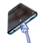 کابل شارژ سریع USB-C به USB-C بیسوس مدل Crystal Shine 100W طول 1.2m – بنفش