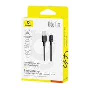 کابل شارژ سریع USB-A به USB-C بیسوس مدل Silky Series 100W طول 1m - مشکی