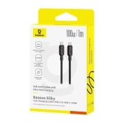 کابل شارژ سریع USB-C به USB-C بیسوس مدل Silky Series 100W طول 1m - مشکی