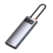 هاب USB-C شش پورت بیسوس مدل Metal Gleam Series- خاکستری
