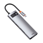 هاب USB-C هشت پورت بیسوس مدل Metal Gleam Series CAHUB-CV0G - خاکستری