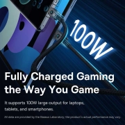 کابل شارژ سریع USB-C به USB-C بیسوس مدل Unbreakable 100W طول 1m - مشکی