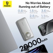 پاوربانک بیسوس مدل Free2Pull PPLSC01-20 ظرفیت 20000mAh و توان 65W همراه با کابل – خاکستری 6