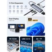 هاب USB-C یازده پورت بیسوس مدل Metal Gleam Series BS-OH147 - خاکستری فضایی