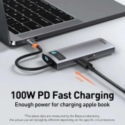هاب USB-C شش پورت بیسوس مدل Metal Gleam Series- خاکستری