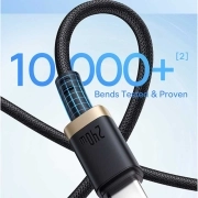 کابل شارژ سریع USB-C به USB-C بیسوس مدل Dura 240W طول 1m - مشکی/طلایی