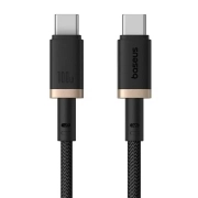 کابل شارژ سریع USB-C به USB-C بیسوس مدل Dura 100W طول 2m – طلایی/مشکی