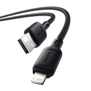 کابل شارژ سریع USB-A به Lightning بیسوس مدل Silky Series 2.4A طول 1m - مشکی