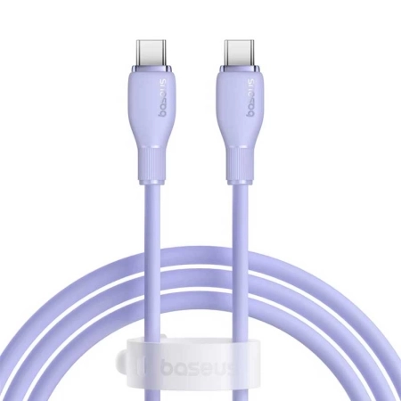 کابل شارژ سریع USB-C به USB-C بیسوس مدل Pudding 100W طول 1.2m- بنفش